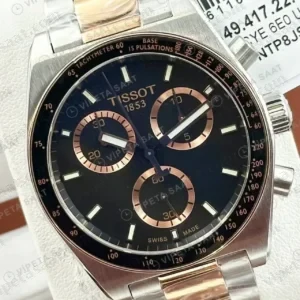 Tissot Chrono XL Rose Siyah Kronograf Çift Renk Super Clone ETA Saat kırp kapak