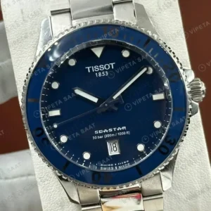 Tissot Seastar Mavi Kadran Çift Renk Çelik Super Clone ETA Saat kırp kapak