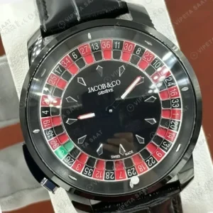 Jacob Co Caviar Rulet Siyah Kadran Deri Super Clone ETA Saat kırp kapak