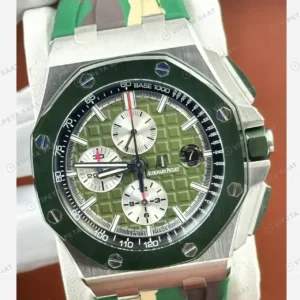 Audemars Piguet 26420SO Yeşil Kadranlı Kronograf Kamuflaj Deri Super Clone ETA Saat kırp kapak