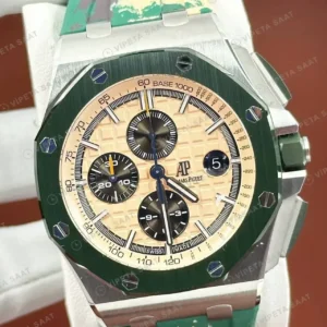 Audemars Piguet 26470ST Yeşil Kadranlı Kronograf Kauçuk II Super Clone ETA Saat kırp kapak
