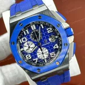 Audemars Piguet 26470ST Mavi Kadranlı Kronograf Kauçuk Klasik Super Clone ETA Saat kırp kapak