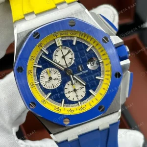 Audemars Piguet 26470ST Mavi Kadranlı Kronograf Kauçuk II Super Clone ETA Saat kırp kapak