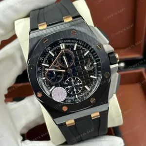 Audemars Piguet 26470ST Siyah Kadranlı Kronograf Kauçuk Super Clone ETA Saat kırp kapak
