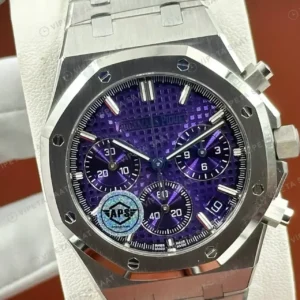 Audemars Piguet 26470ST Mor Kadranlı Kronograf Bilezik Super Clone ETA Saat kırp kapak