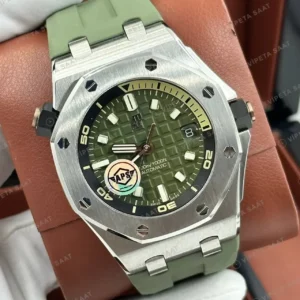 Audemars Piguet 15710ST Yeşil Kadranlı Dalış Kauçuk Super Clone ETA Saat kırp kapak