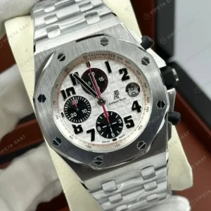 Audemars Piguet 26470ST Beyaz Kadranlı Kronograf Bilezik II Super Clone ETA Saat kırp kapak