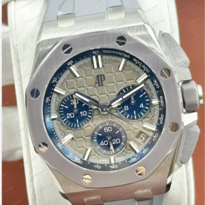 Audemars Piguet 26240ST Gümüş Kadranlı Kronograf Kauçuk Super Clone ETA Saat kırp kapak
