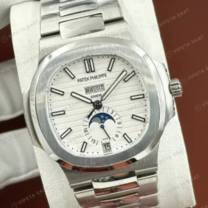 Patek Philippe Nautilus 5712 40 mm Beyaz Kadran Ay Evreli Çelik Super Clone ETA Saat kırp kapak