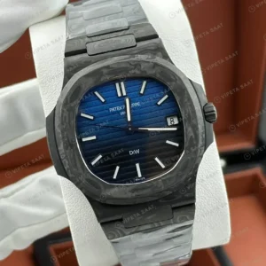 Patek Philippe 40 mm Nautilus Karbon Kasa Mavi Kadran Super Clone ETA Saat kırp kapak
