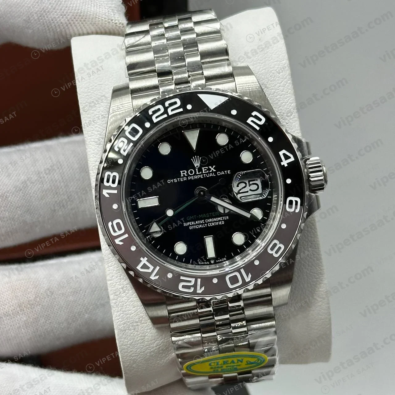 Rolex GMT-Master II 116710LN Siyah Cerachrom Cam Sticker Oyster Super Clone ETA Saat kapak