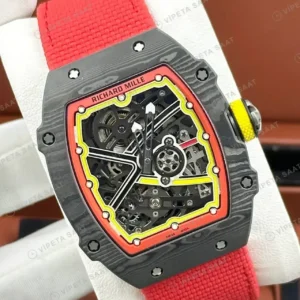 Richard Mille 47 mm rm 67 02 extra flat zverev almanya siyah karbon kirmizi sari kumas kordon Super Clone ETA Saat kırp kapak
