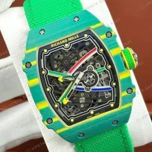 Richard Mille 47 mm rm 67 02 extra flat van niekerk guney afrika yesil kasa kumas kordon Super Clone ETA Saat kırp kapak