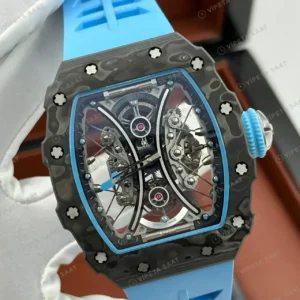 Richard Mille 50 mm rm 53 01 tourbillon pablo mac donough siyah kasa mavi kaucuk Super Clone ETA Saat kırp kapak