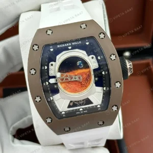 Richard Mille 42 mm rm 52 05 pharrell astronot mars kahve kasa siyah kaucuk Super Clone ETA Saat kırp kapak