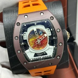 Richard Mille 42 mm rm 52 05 pharrell astronot mars kadran turuncu kaucuk Super Clone ETA Saat kırp kapak