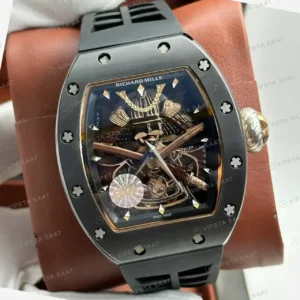 Richard Mille 50 mm rm 47 samuray tourbillon siyah kasa kaucuk Super Clone ETA Saat kırp kapak