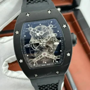 Richard Mille RM 027 48 mm Tourbillon Rafael Nadal Siyah Kasa Kauçuk Super Clone ETA Saat kırp kapak