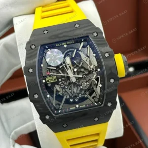 Richard Mille 50 mm rm 35 02 rafael nadal siyah karbon sari kaucuk Super Clone ETA Saat kırp kapak