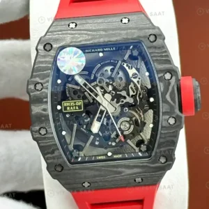 Richard Mille 50 mm rm 35 02 rafael nadal karbon kasa kirmizi kaucuk Super Clone ETA Saat kırp kapak