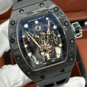 Richard Mille 50 mm rm 66 flying tourbillon rock altin el siyah kasa kaucuk Super Clone ETA Saat kırp kapak