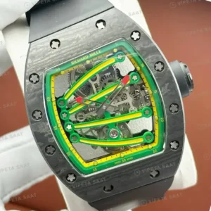 Richard Mille 50 mm rm 59 01 yohan blake tourbillon yesil sari kasa beyaz kaucuk Super Clone ETA Saat kırp kapak