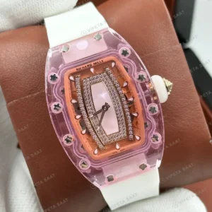 Richard Mille RM 07-02 45 mm Automatic Pembe Safir Elmas Skeleton Kauçuk Super Clone ETA Saat kırp kapak