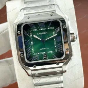 Cartier Santos 40 mm WSSA0061 Yesil Kadran Celik Super Clone ETA Saat kırp kapak
