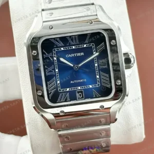 Cartier Santos 40 mm WSSA0010 Mavi Kadran Celik Parlak Super Clone ETA Saat kırp kapak