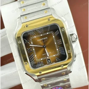 Cartier Santos 40 mm W2SA0007 Beyaz Altin Cift Renk Kadran Super Clone ETA Saat kırp kapak