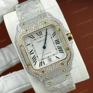 Cartier Santos 40 mm WSSA0011 Elmas Tasli Beyaz Saf Super Clone ETA Saat kırp kapak