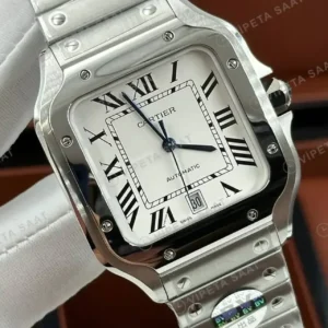 Cartier Santos 40 mm WSSA0018 Beyaz Kadran Celik Bileklik Super Clone ETA Saat kırp kapak
