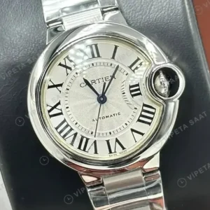 Cartier Ballon Bleu 42 mm W69012Z4 Beyaz Kadran Celik Paslanmaz Çelik 316L Super Clone ETA Saat kırp kapak
