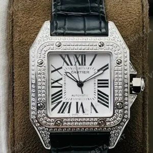 Cartier Santos 40 mm WSSA0011 Beyaz Kadran Tasli Celik Super Clone ETA Saat kırp kapak