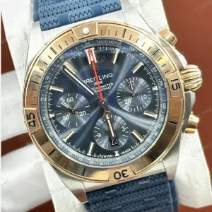 Breitling Chronomat B01 42 mm Gümüş Kronograf Mavi Nato AB0134101G1A1 Super Clone ETA Saat kırp kapak