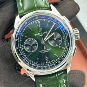 Breitling Premier B01 42 mm Yeşil Kronograf Deri AB0118A21B1X1 Super Clone ETA Saat kırp kapak