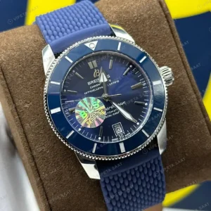 Breitling Superocean Heritage 42 mm Mavi Kadran Kauçuk AB2032321C1S1 Super Clone ETA Saat kırp kapak
