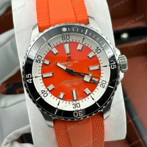 Breitling Superocean Automatic 42 mm Kırmızı Kadran Turuncu Kauçuk A17375211K1S1 Super Clone ETA Saat kırp kapak