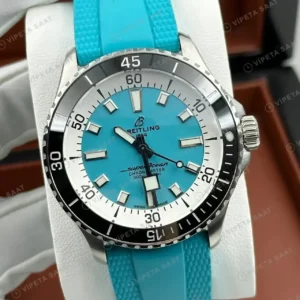 Breitling Superocean Automatic 42 mm Turkuaz Kadran Kauçuk A17376211C1S1 Super Clone ETA Saat kırp kapak