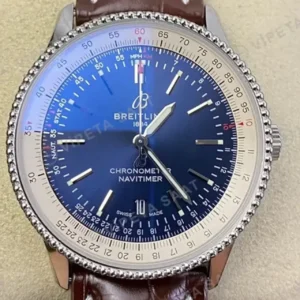 Breitling Navitimer Mavi Kadran Kahverengi Deri Super Clone ETA Saat kırp kapak