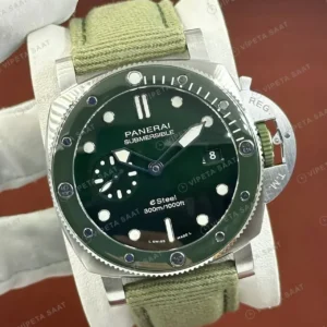 Panerai 42 mm PAM01069 Submersible Yeşil Kadran Nato Super Clone ETA Saat kırp kapak