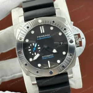 Panerai 42 mm PAM01222 Submersible Siyah Kadran Kauçuk Zarif Super Clone ETA Saat kırp kapak