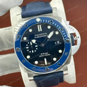 Panerai 42 mm PAM01664 Submersible Mavi Kadran Kauçuk Super Clone ETA Saat kırp kapak