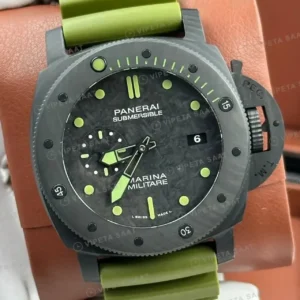 Panerai 42 mm PAM01069 Submersible Karbotech Yeşil Kordon Super Clone ETA Saat kırp kapak