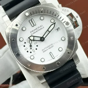 Panerai 42 mm PAM01222 Submersible Titanyum Beyaz Kadran Zarif Super Clone ETA Saat kırp kapak