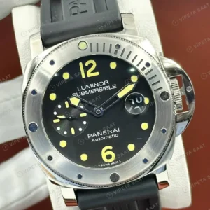 Panerai 42 mm PAM01222 Submersible Siyah Kadran Sarı Lume Super Clone ETA Saat kırp kapak