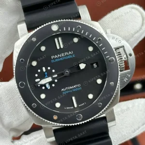 Panerai 42 mm PAM01222 Submersible Siyah Kadran Kauçuk Super Clone ETA Saat kırp kapak