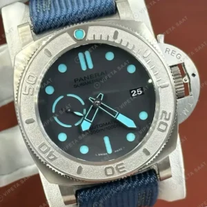 Panerai 42 mm PAM01664 Submersible Mavi Kadran Nato Super Clone ETA Saat kırp kapak