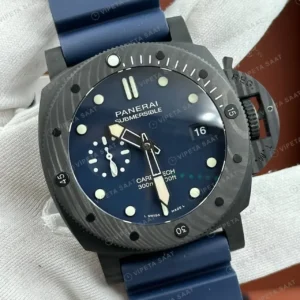 Panerai 47 mm PAM01616 Submersible Karbon Mavi Detay Kauçuk Super Clone ETA Saat kırp kapak