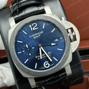 Panerai 44 mm PAM01314 Luminor Mavi Kadran Deri Kordon Super Clone ETA Saat kırp kapak